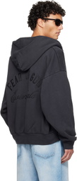 Fear of God ESSENTIALS Black Holiday Embroidered Classic Full Zip Hoodie