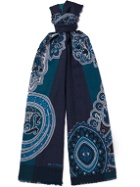 Etro - Fringed Printed Wool and Silk-Blend Twill Scarf