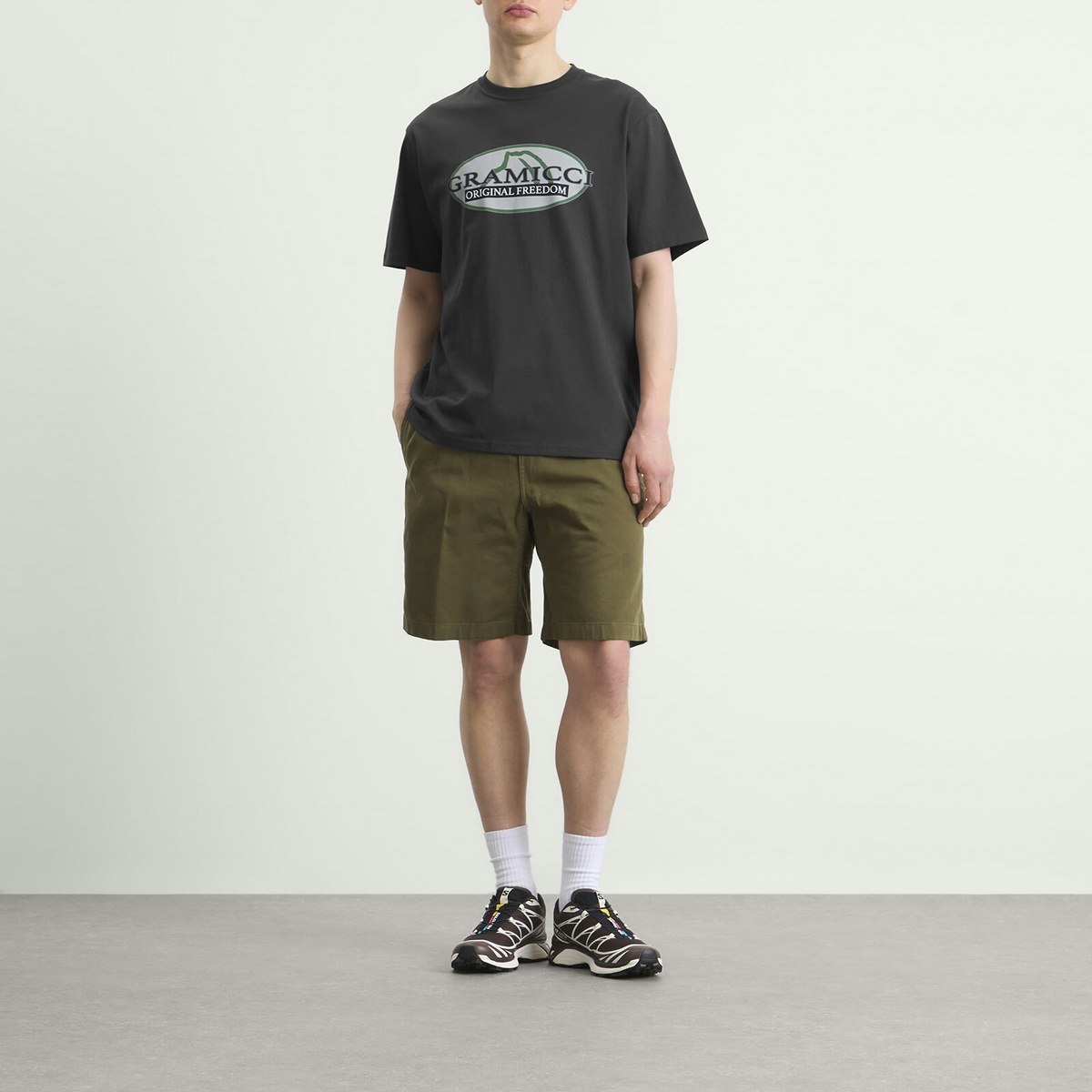 Gramicci Men's Half Dome T-Shirt in Vintage Black