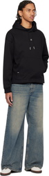 Hugo Black Relaxed Fit Stacked-Logo Hoodie