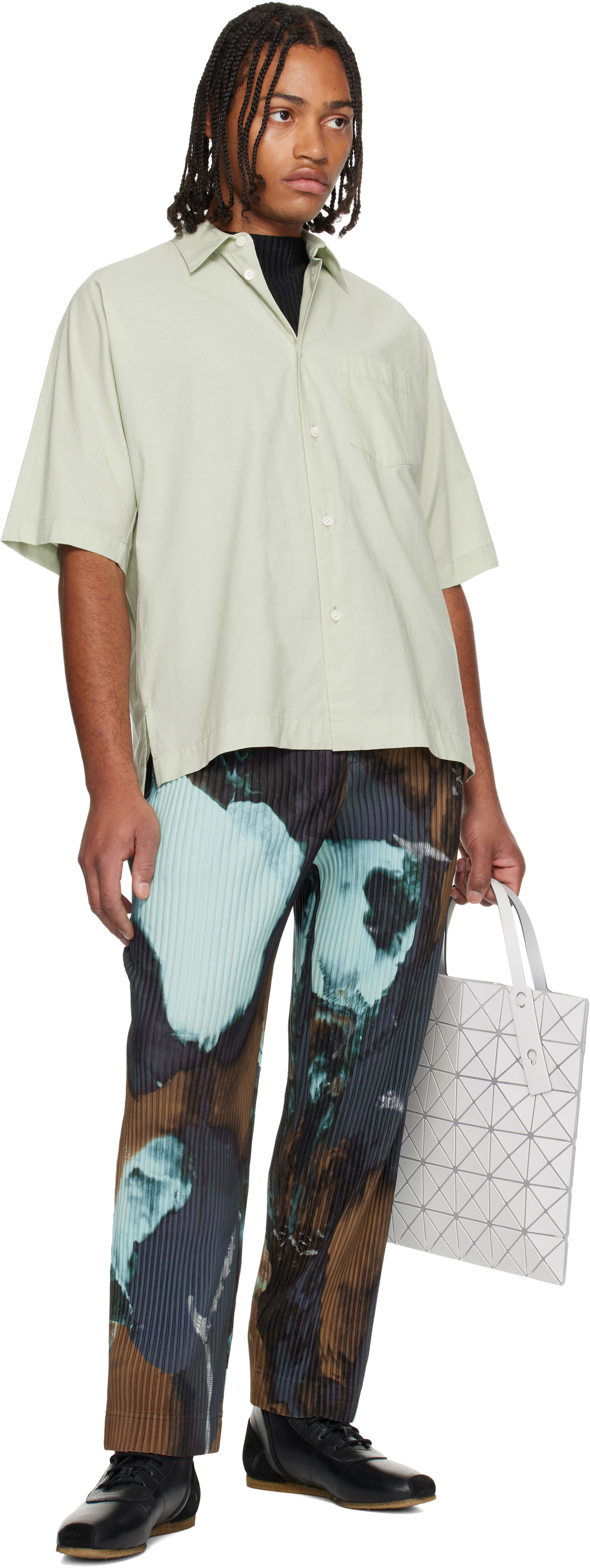 【希少品】HOMME PLISSE STREAMLINE SHIRT 新品 HOMME PLISSÉ ISSEY MIYAKE Green Streamline Shirt Homme Plisse