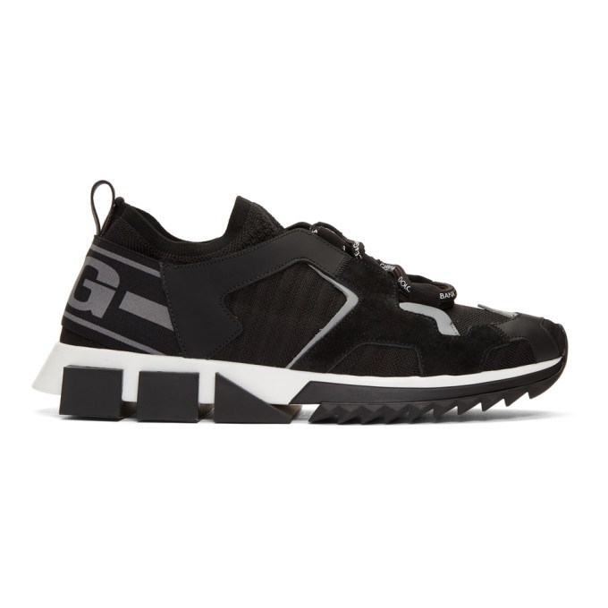 Photo: Dolce and Gabbana Black Lace-Up Block Sole Sneakers