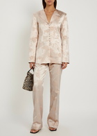 Ganni Floral-jacquard Satin Blazer White