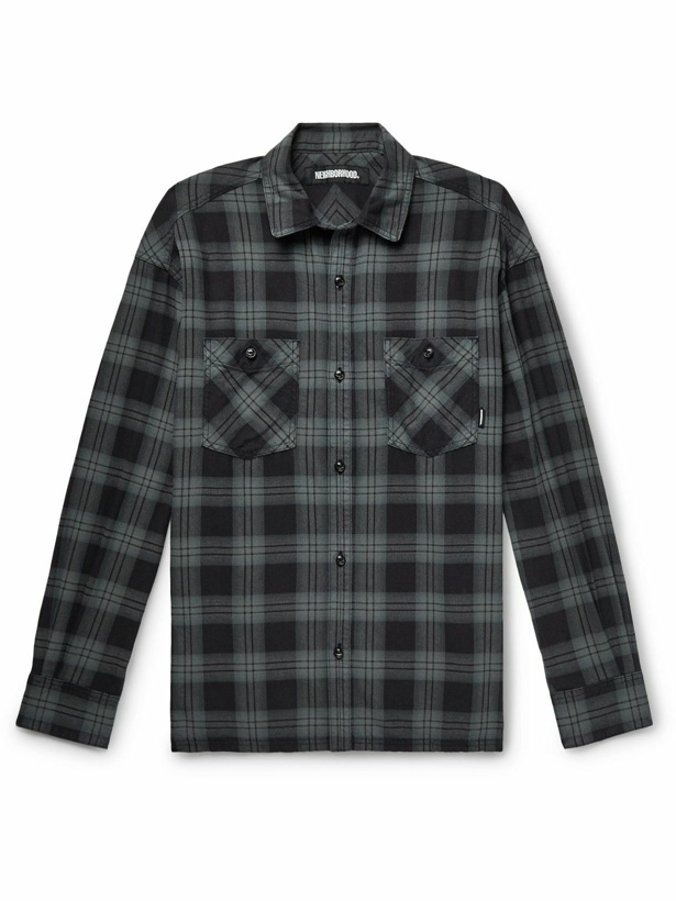 Photo: Neighborhood - Nel Checked Cotton-Flannel Shirt - Gray