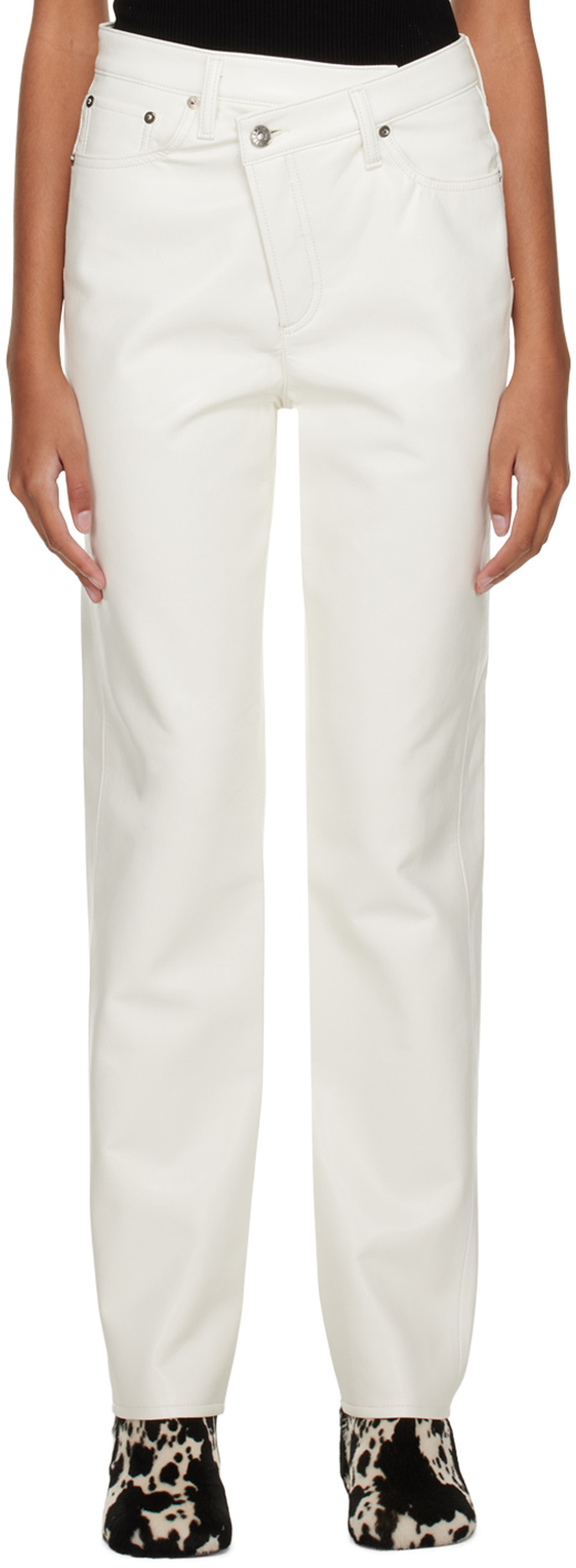 AGOLDE White Criss Cross Leather Pants AGOLDE