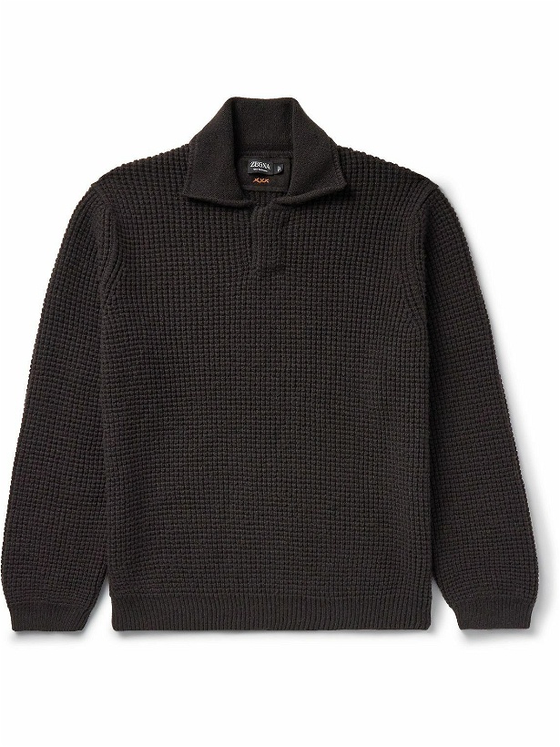 Photo: Zegna - Oasi Waffle-Knit Cashmere Sweater - Brown