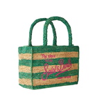 MC2 Saint Barth Colette Raffia Handbag With White And Green Stripes