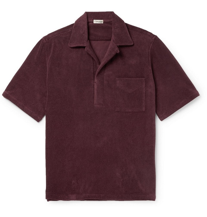 Photo: Camoshita - Camp-Collar Cotton-Blend Terry Polo Shirt - Men - Burgundy