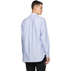 Drakes Blue and White Oxford Stripe Regular Fit Shirt