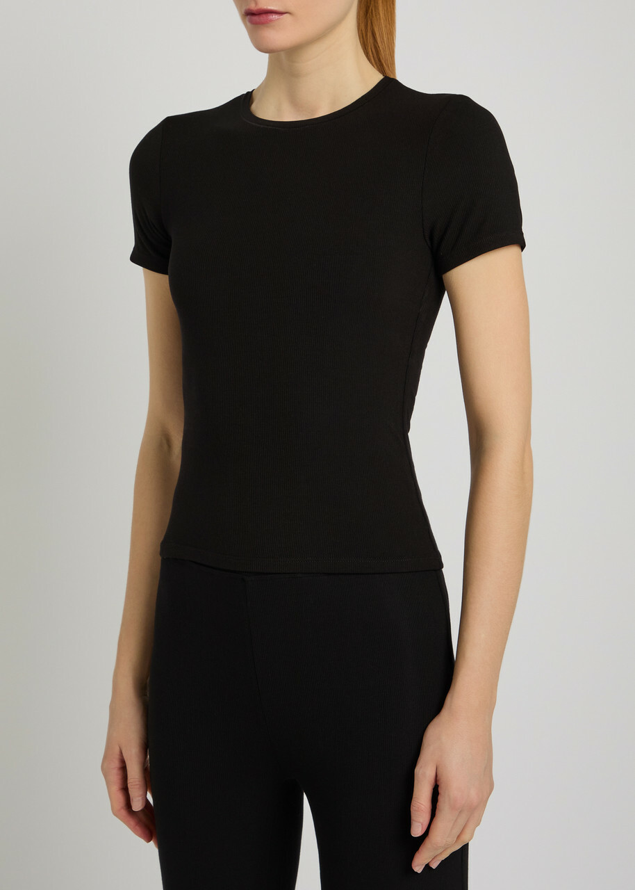 Tala 365 Ribbed Stretch-modal T-shirt Black