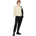 Neil Barrett Off-White and Black Cable Knit Asymmetric Sweater