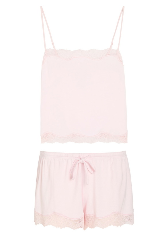 Photo: Skims Lace-trim Stretch-modal Pyjama set Multicoloured
