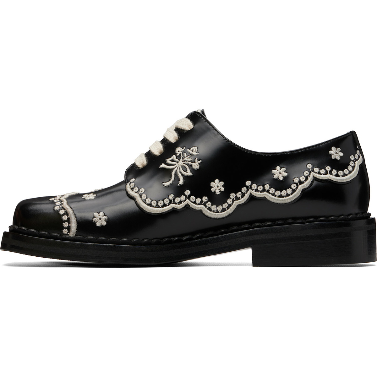 Simone Rocha Black Floral Lace Brogue Derbys