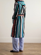 Missoni Home - Curt Striped Cotton-Terry Jacquard Hooded Robe - Blue