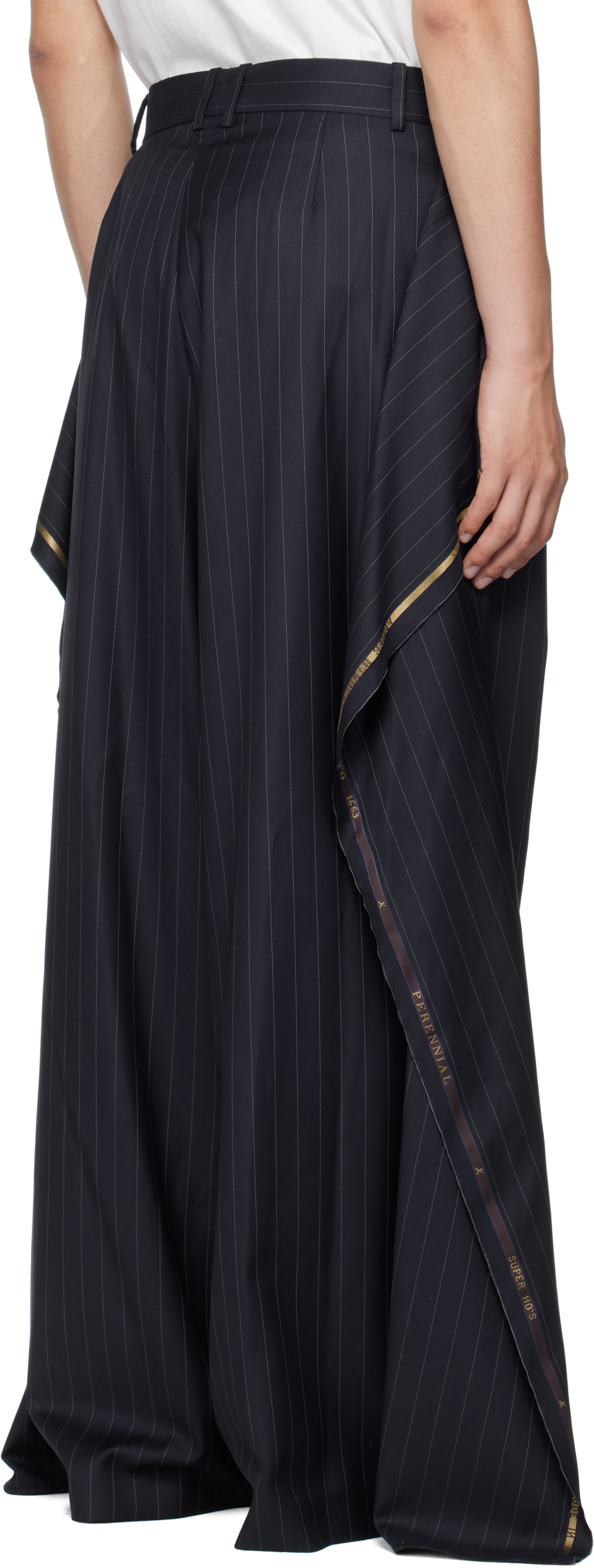 Hed Mayner Navy Wool Suiting Trousers