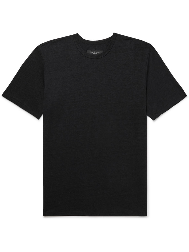 Photo: RAG & BONE - Linen and Cotton-Blend Jersey T-Shirt - Black - S