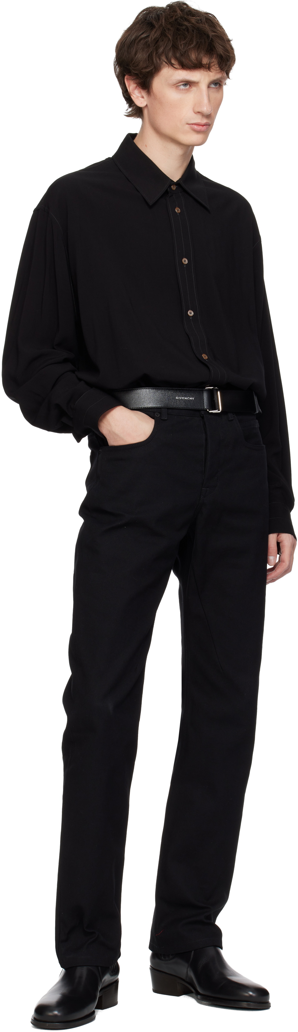Givenchy Black Webbing & Leather Belt