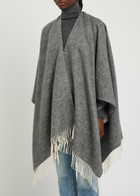 Eileen Fisher Fringed Brushed Cotton-blend Poncho - Grey - One Size