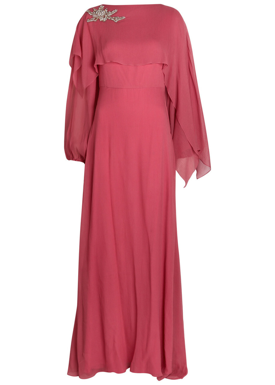 Erdem Cape-effect Silk-georgette Maxi Dress Pink