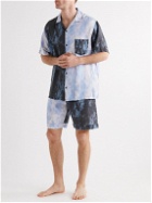 Desmond & Dempsey - Patchwork Printed Linen Pyjama Set - Blue