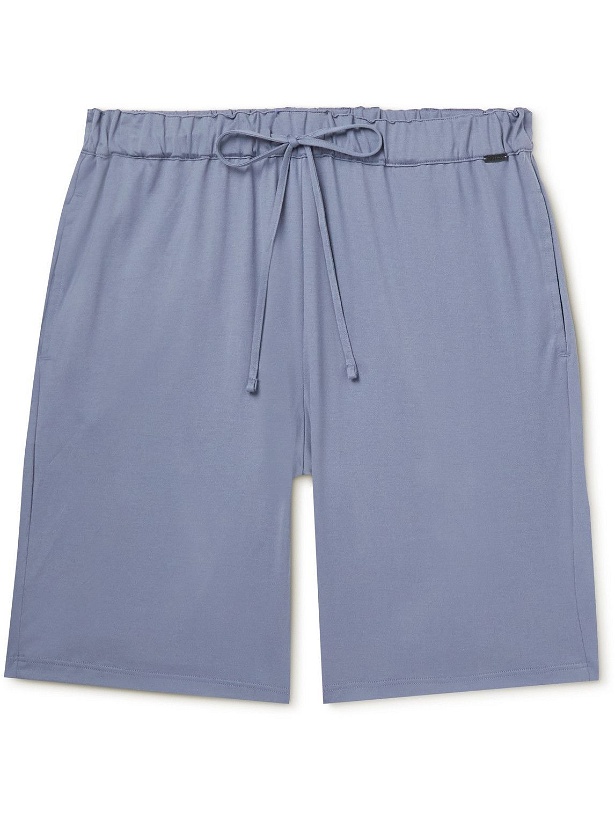 Photo: Hanro - Cotton-Jersey Drawstring Pyjama Shorts - Blue