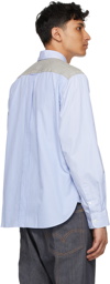 Junya Watanabe Blue & White Paneled Stripe Check Shirt