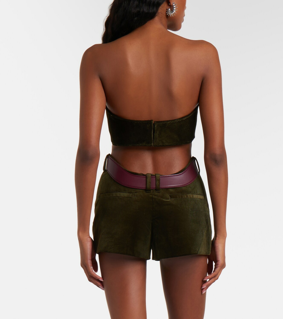 Jean Paul Gaultier Cutout belted cotton corduroy shorts