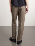 Altea - Mattia Straight-Leg Linen Drawstring Trousers - Green