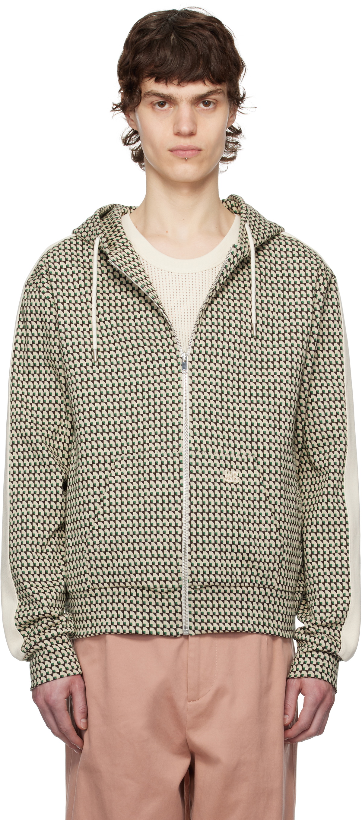 Wales Bonner Beige & Green Power Hoodie