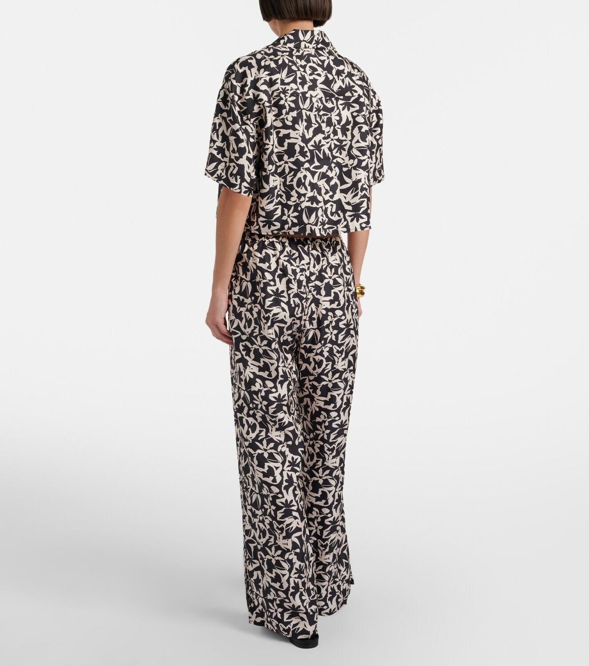 Asceno Loreto printed silk twill wide-leg pants