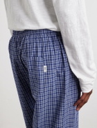 TEKLA - Straight-Leg Checked Organic Cotton-Poplin Pyjama Trousers - Blue
