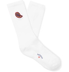 Noah - Embroidered Stretch Cotton-Blend Socks - White