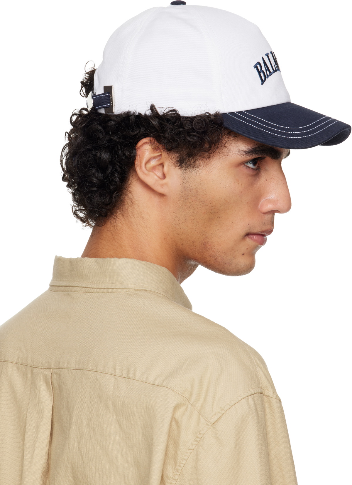 Balmain White & Navy Two-Tone Cotton Cap