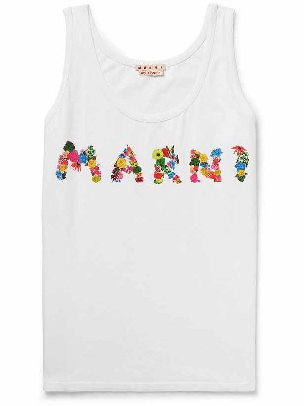 Photo: Marni - Logo-Print Cotton-Jersey Tank Top - White