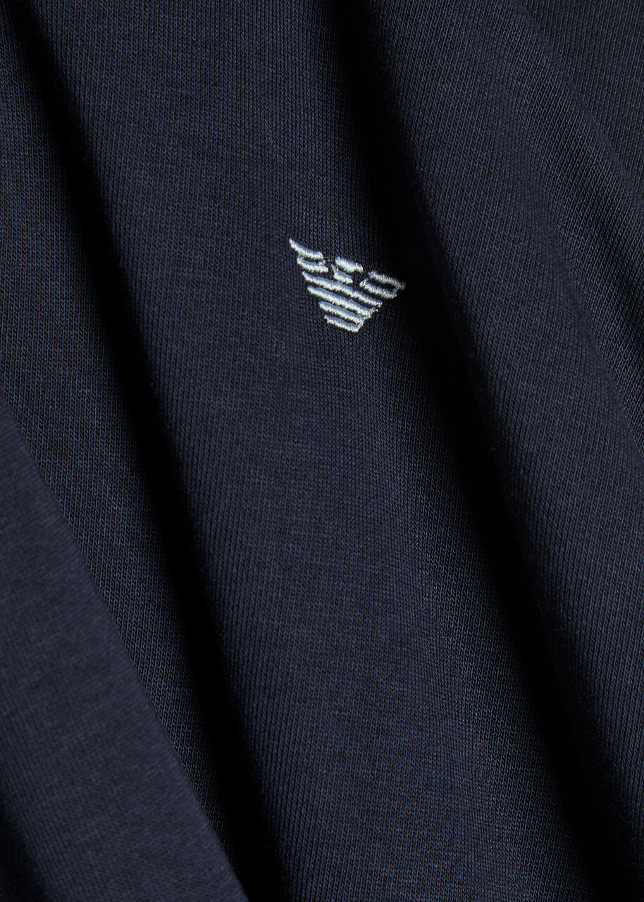 Emporio Armani Logo-embroidered Half-zip Cotton-blend Sweatshirt Navy