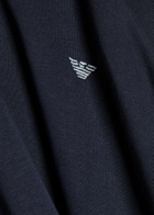 Emporio Armani Logo-embroidered Half-zip Cotton-blend Sweatshirt Navy