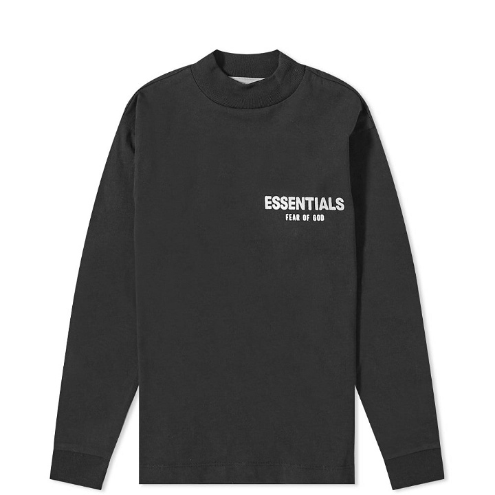 Photo: Fear of God ESSENTIALS Kids Logo Long Sleeve T-Shirt in Stretch Limo