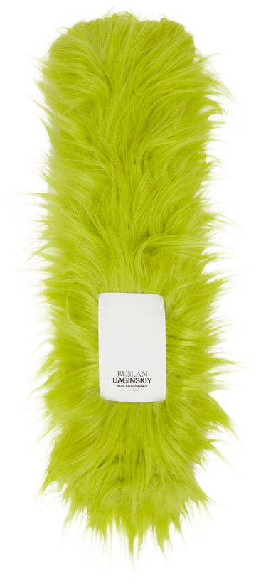 Photo: Ruslan Baginskiy Green Faux-Fur Logo-Patch Scarf