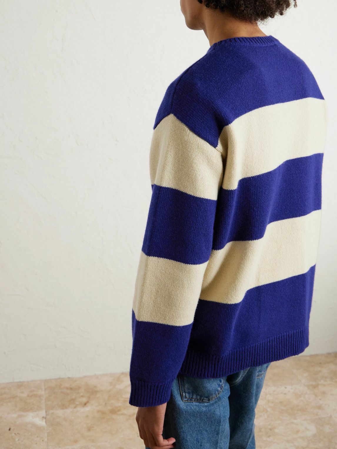 Valentino Garavani - Striped Jacquard-Knit Wool Sweater - Blue
