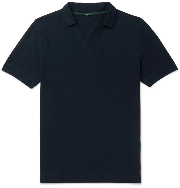 Photo: Incotex - Slim-Fit Cotton-Jersey Polo Shirt - Blue