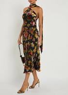 Rixo Hayley Scarf-effect Chiffon Midi Dress Multicoloured