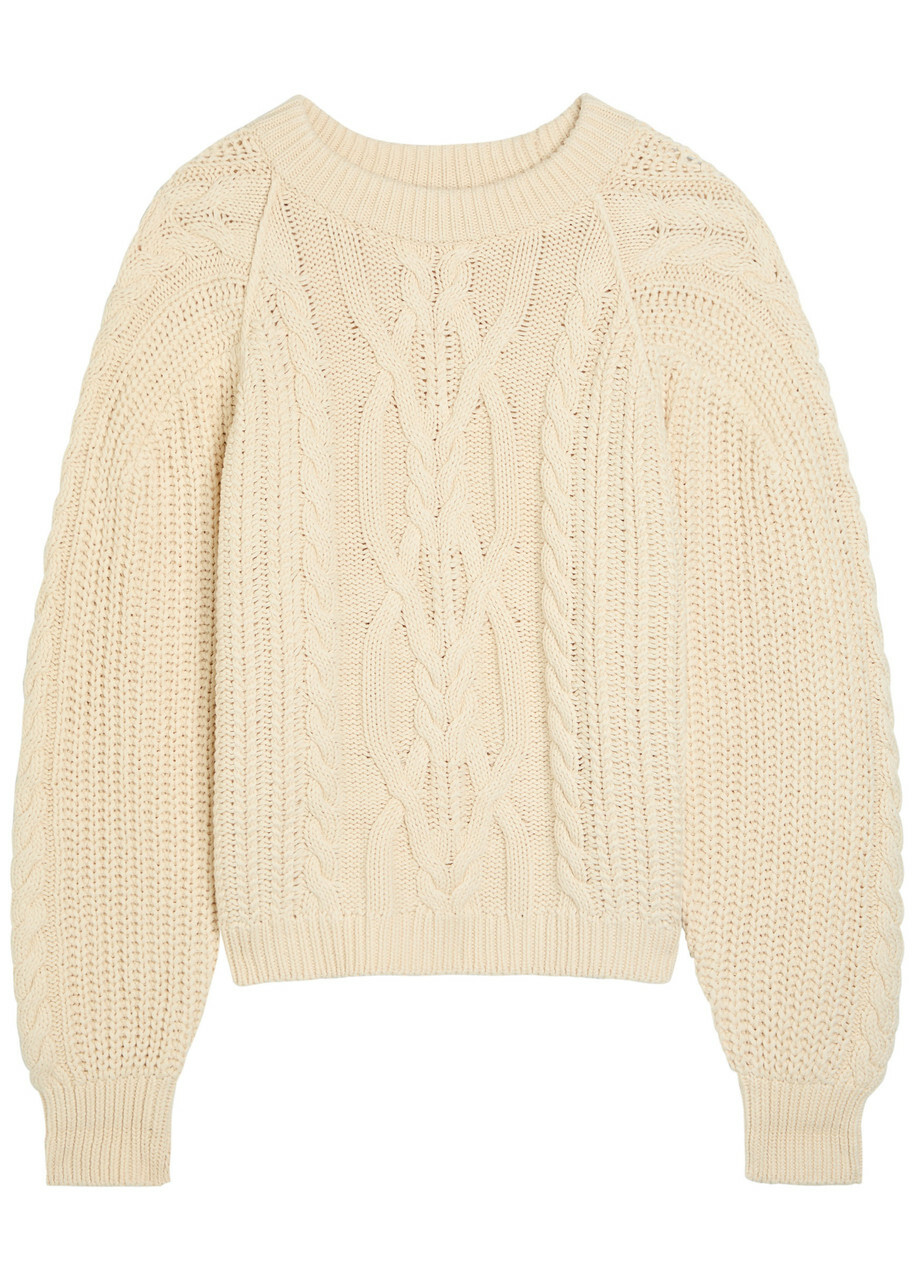 Free People Frankie Cable-knit Cotton Jumper Ivory
