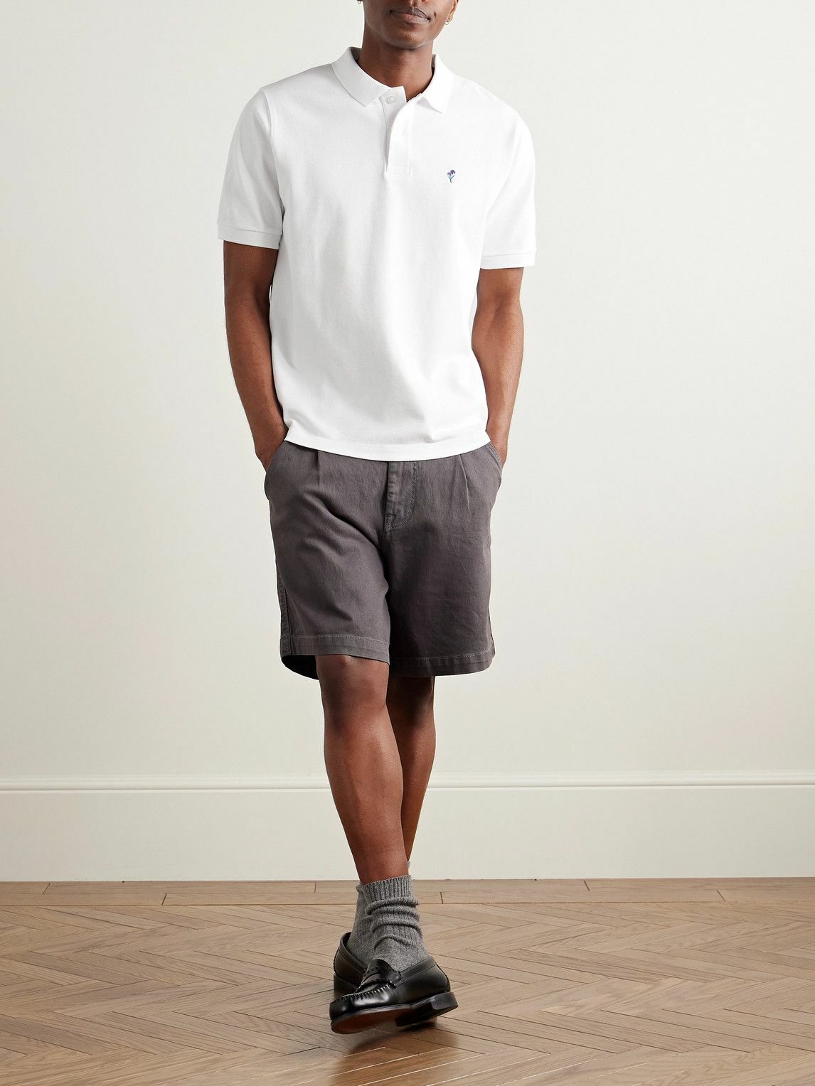 Noah - Iris Embroidered Cotton-Piqué Polo Shirt - White