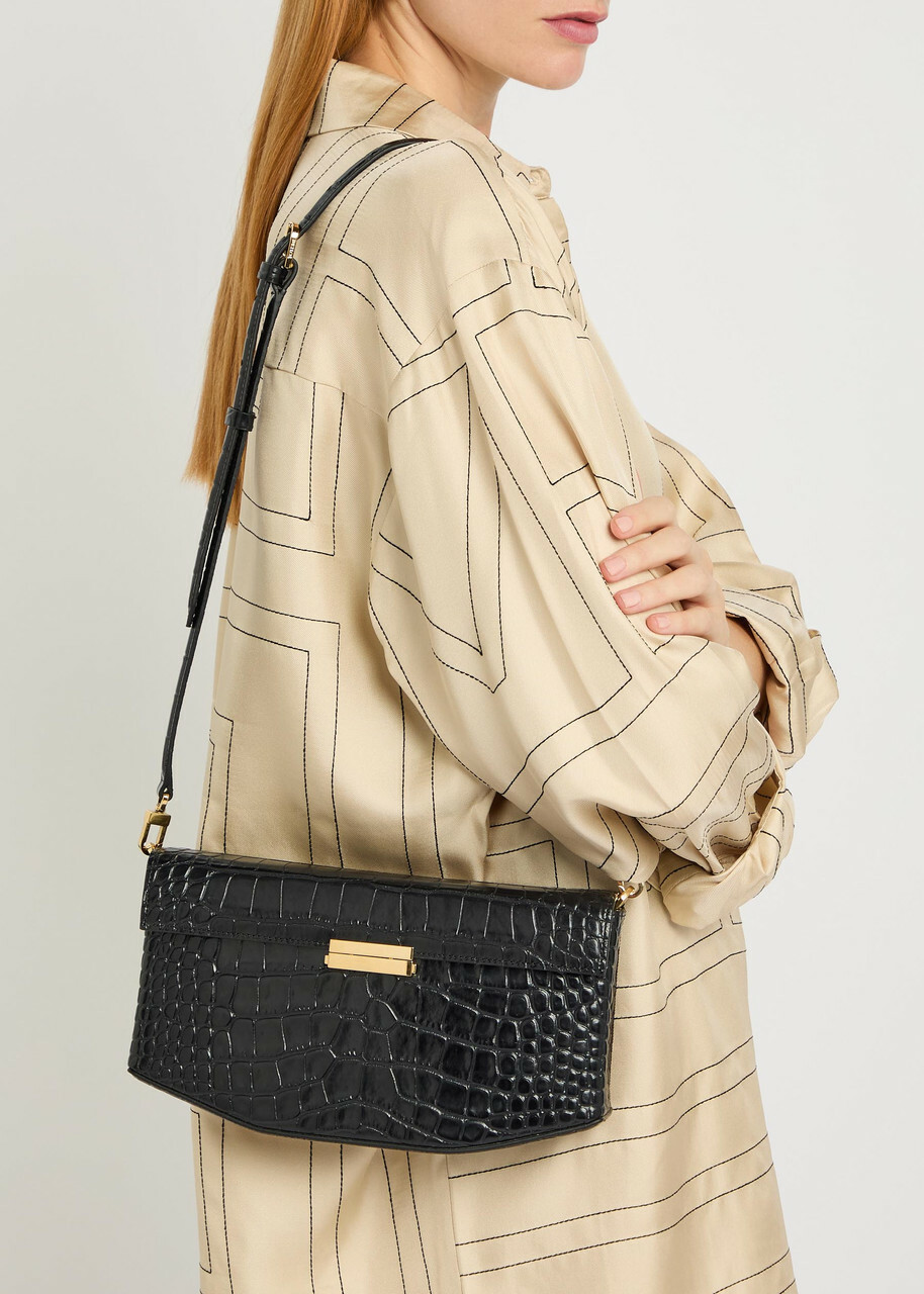 Toteme Crocodile-embossed Leather Shoulder bag - Black - One Size