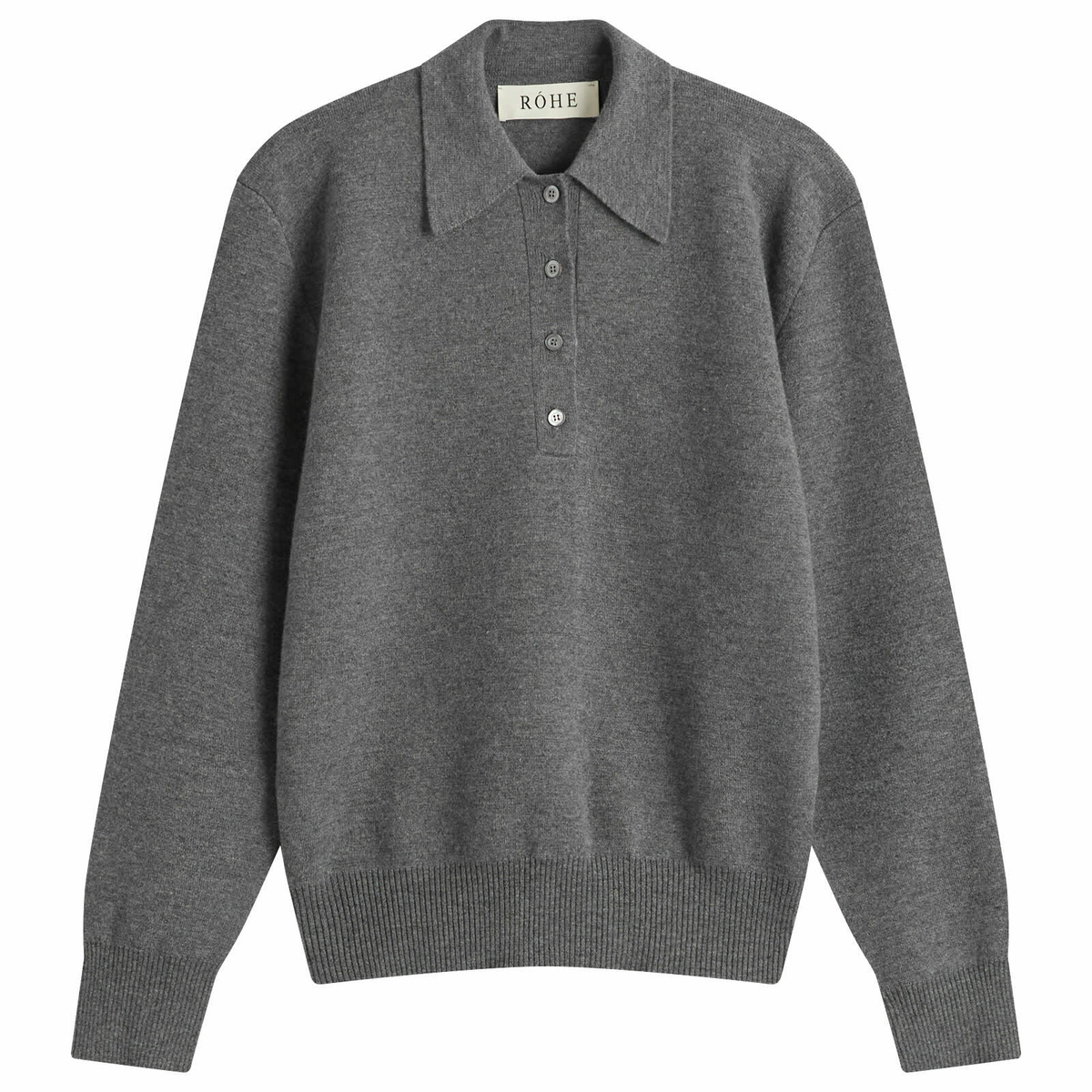 Róhe Women's Sculptural Polo in Mid Grey Melange
