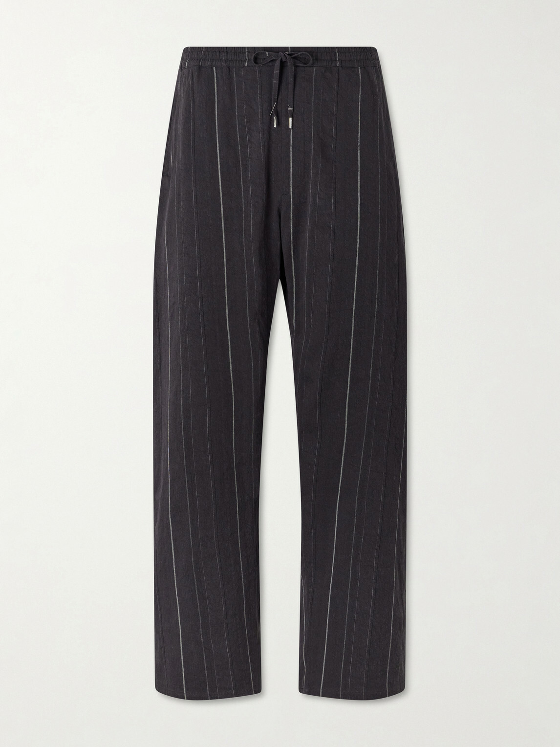 A Kind Of Guise - Samurai Straight-Leg Striped Cotton and Linen-Blend Trousers - Black