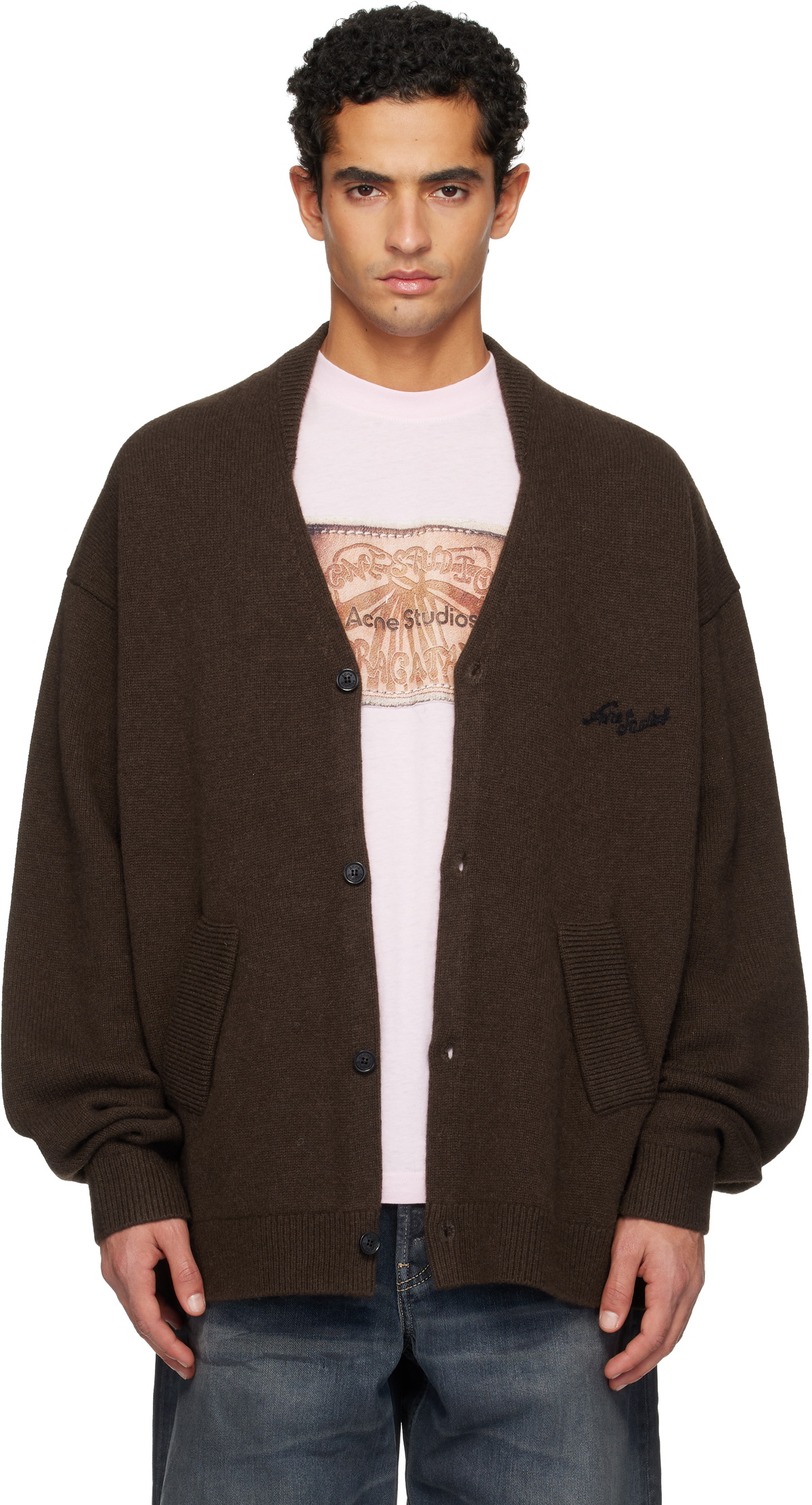 Acne Studios Men's Korval New Cardigan in Camel Brown Acne Studios