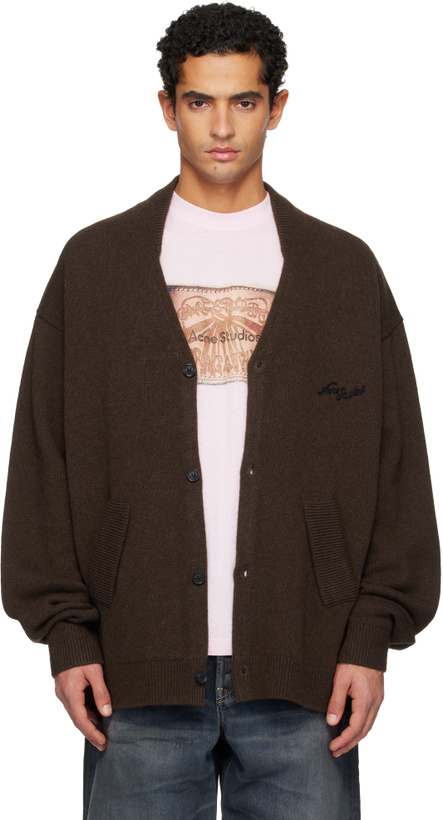 Photo: Acne Studios Brown Wool V-Neck Cardigan