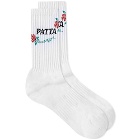 Patta Men's Rose Sport Sock in White