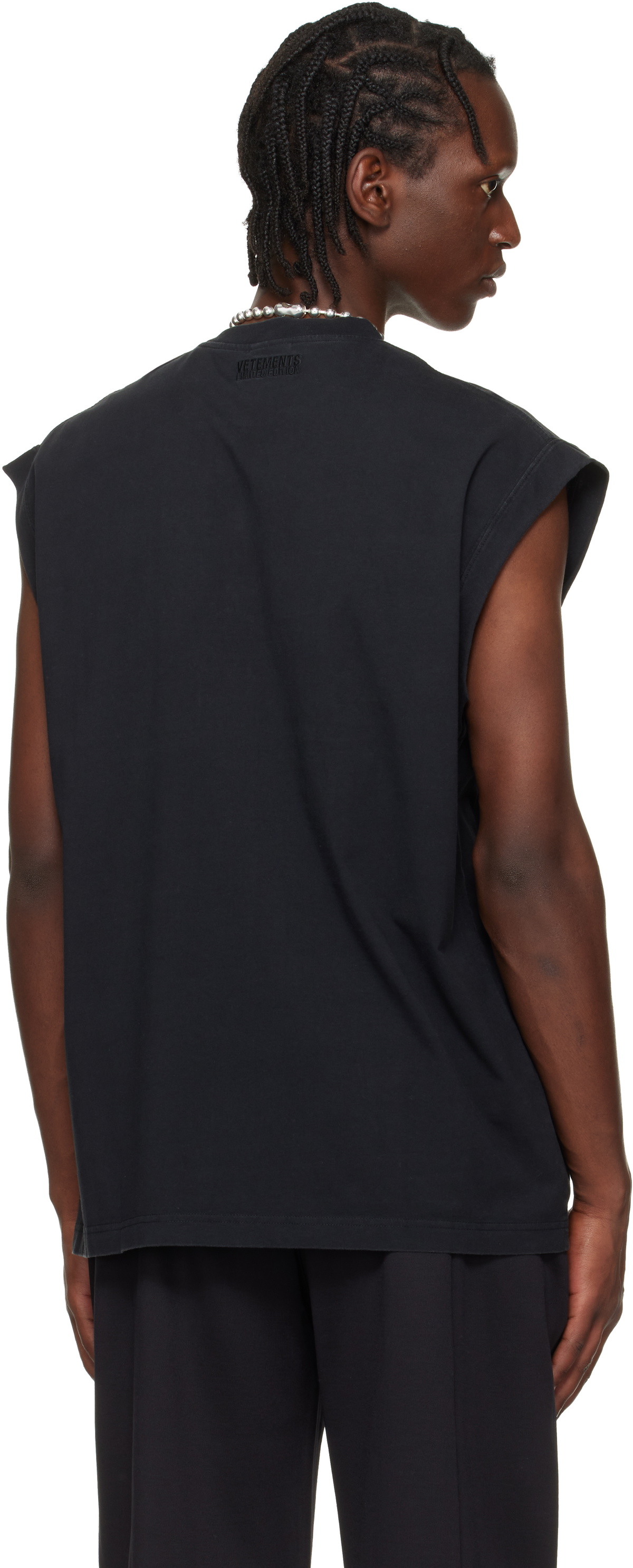 VETEMENTS Black Crystal 'Paris' Sleeveless Top